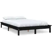 vidaXL Bedframe massief grenenhout zwart 140x190 cm