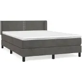 vidaXL Boxspring met matras fluweel donkergrijs 140x190 cm