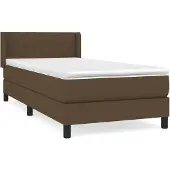 vidaXL Boxspring met matras stof donkerbruin 90x200 cm