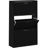 vidaXL Schoenenkast 63x24x103 cm bewerkt hout zwart