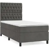 vidaXL Boxspring met matras fluweel donkergrijs 90x190 cm