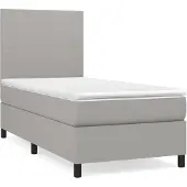 vidaXL Boxspring met matras stof lichtgrijs 90x200 cm