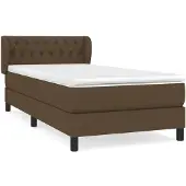 vidaXL Boxspring met matras stof donkerbruin 90x200 cm
