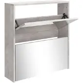 vidaXL Schoenenkast met spiegel 2-laags 63x17x67 cm betongrijs