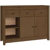 vidaXL Dressoir 100x35x74 cm massief grenenhout honingbruin