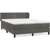 vidaXL Boxspring met matras fluweel donkergrijs 140x190 cm
