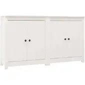 vidaXL Dressoirs 2 st 70x35x80 cm massief grenenhout wit