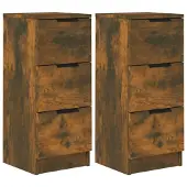 vidaXL Dressoirs, 2 stuks, gerookt eikenfineer, 30x30x70 cm, houtvezelplaat