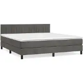 vidaXL Boxspring met matras fluweel donkergrijs 180x200 cm
