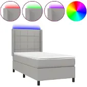 vidaXL Boxspring met matras en LED stof lichtgrijs 100x200 cm