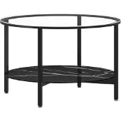 vidaXL Salontafel 70 cm gehard glas zwart en zwartmarmer