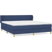 vidaXL Boxspring met matras stof blauw 160x200 cm