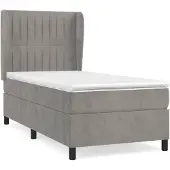 vidaXL Boxspring met matras fluweel lichtgrijs 100x200 cm