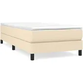 vidaXL Boxspring bed 90x200 cm stof crèmekleurig