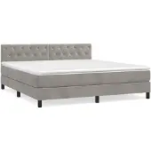 vidaXL Boxspring met matras fluweel lichtgrijs 160x200 cm