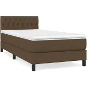 vidaXL Boxspring met matras stof donkerbruin 90x200 cm