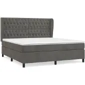 vidaXL Boxspring met matras fluweel donkergrijs 180x200 cm