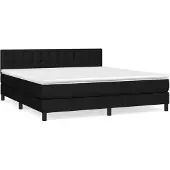 vidaXL Boxspring met matras stof zwart 180x200 cm