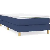 vidaXL Boxspring met matras stof blauw 100x200 cm