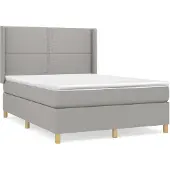 vidaXL Boxspring met matras stof lichtgrijs 140x190 cm