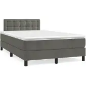 vidaXL Boxspring met matras fluweel donkergrijs 120x200 cm