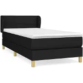 vidaXL Boxspring met matras stof zwart 100x200 cm
