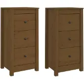 vidaXL Dressoirs 2 st 40x35x80 cm massief grenenhout honingbruin