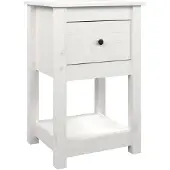 vidaXL Nachtkastje 40x35x61,5 cm massief grenenhout wit
