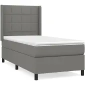 vidaXL Boxspring met matras stof donkergrijs 100x200 cm