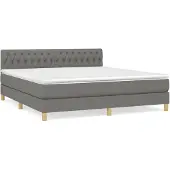vidaXL Boxspring met matras stof donkergrijs 180x200 cm