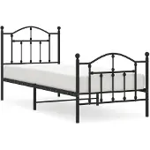 vidaXL Bedframe met hoofd- en voeteneinde metaal zwart 90x200 cm