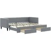 vidaXL Dagbed uitklapbaar met lades, lichtgrijs, 80x200 cm, met stoffen bekleding