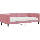 vidaXL Slaapbank met matras 100x200 cm fluweel roze