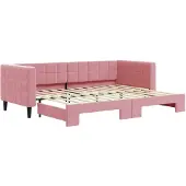 vidaXL Slaapbank met onderschuifbed 80x200 cm fluweel roze