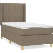 vidaXL Boxspring met matras stof taupe 90x200 cm