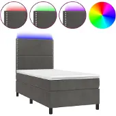 vidaXL Boxspring met matras en LED fluweel donkergrijs 100x200 cm