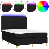 vidaXL Boxspring met matras en LED stof zwart 140x190 cm