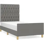 vidaXL Bedframe zonder matras 90x200 cm stof donkergrijs