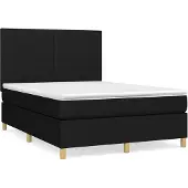 vidaXL Boxspring met matras stof zwart 140x190 cm