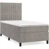 vidaXL Boxspring met matras fluweel lichtgrijs 80x200 cm