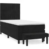 vidaXL Boxspring met matras fluweel zwart 90x190 cm
