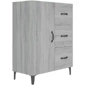 vidaXL Dressoir 69,5x34x90 cm bewerkt hout grijs sonoma eikenkleurig