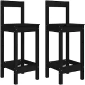 vidaXL Barstoelen 2 st 40x41,5x112 cm massief grenenhout zwart