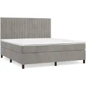 vidaXL Boxspring met matras fluweel lichtgrijs 180x200 cm