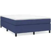 vidaXL Boxspring met matras stof blauw 140x200 cm