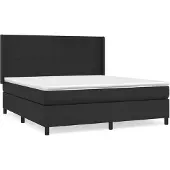 vidaXL Boxspring met matras kunstleer zwart 160x200 cm