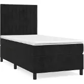 vidaXL Boxspring met matras fluweel zwart 90x190 cm