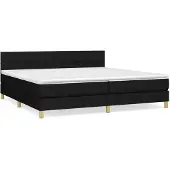 vidaXL Boxspring met matras stof zwart 200x200 cm