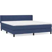 vidaXL Boxspring met matras stof blauw 160x200 cm