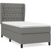 vidaXL Boxspring met matras stof donkergrijs 90x200 cm